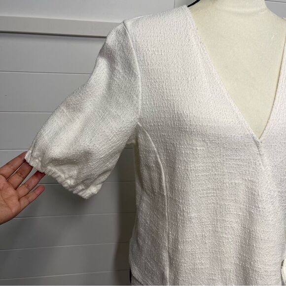 Madewell Texture & Thread White Wrap Tie Top Size Medium - Picture 5 of 11
